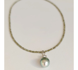 Éclats - Collier oxydes de zirconium, argent rhodié et Perle de Tahiti
