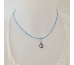 Éclats - Collier oxydes de zirconium, argent rhodié et Perle de Tahiti