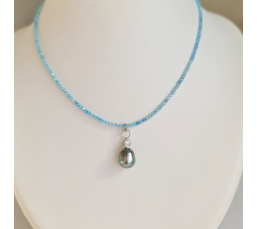 Éclats - Collier oxydes de zirconium, argent rhodié et Perle de Tahiti