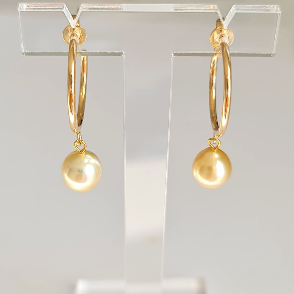 Créoles d'Eté - Boucles d'Oreilles Plaqué Or et Perles des Mers du Sud d'exception