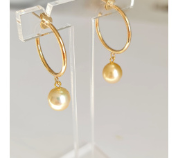 Créoles d'Eté - Boucles d'Oreilles Plaqué Or et Perles des Mers du Sud d'exception