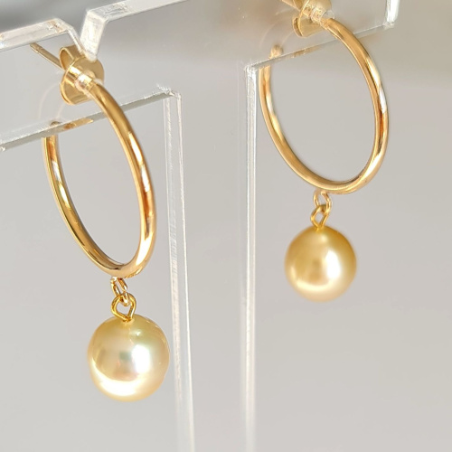 Créoles d'Eté - Boucles d'Oreilles Plaqué Or et Perles des Mers du Sud d'exception
