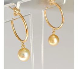 Créoles d'Eté - Boucles d'Oreilles Plaqué Or et Perles des Mers du Sud d'exception