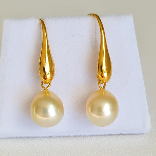 Soleils d'Eté - Boucles d'Oreilles Plaqué Or et Perles des Mers du Sud d'exception