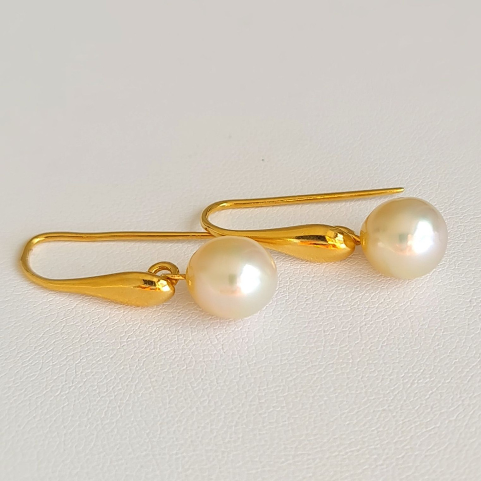 Soleils d'Eté - Boucles d'Oreilles Plaqué Or et Perles des Mers du Sud d'exception