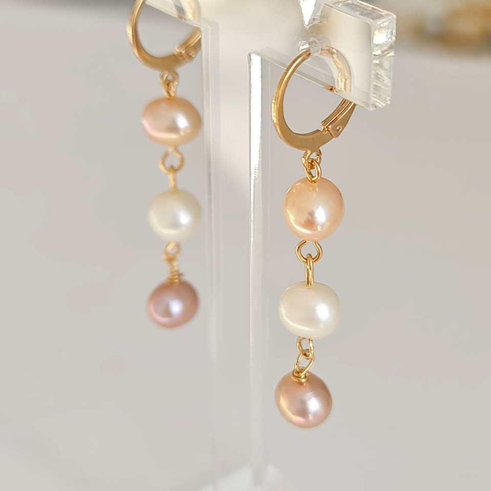 Douceurs du Jour - Boucles d'Oreilles Plaqué Or et Perles d'Eau Douce