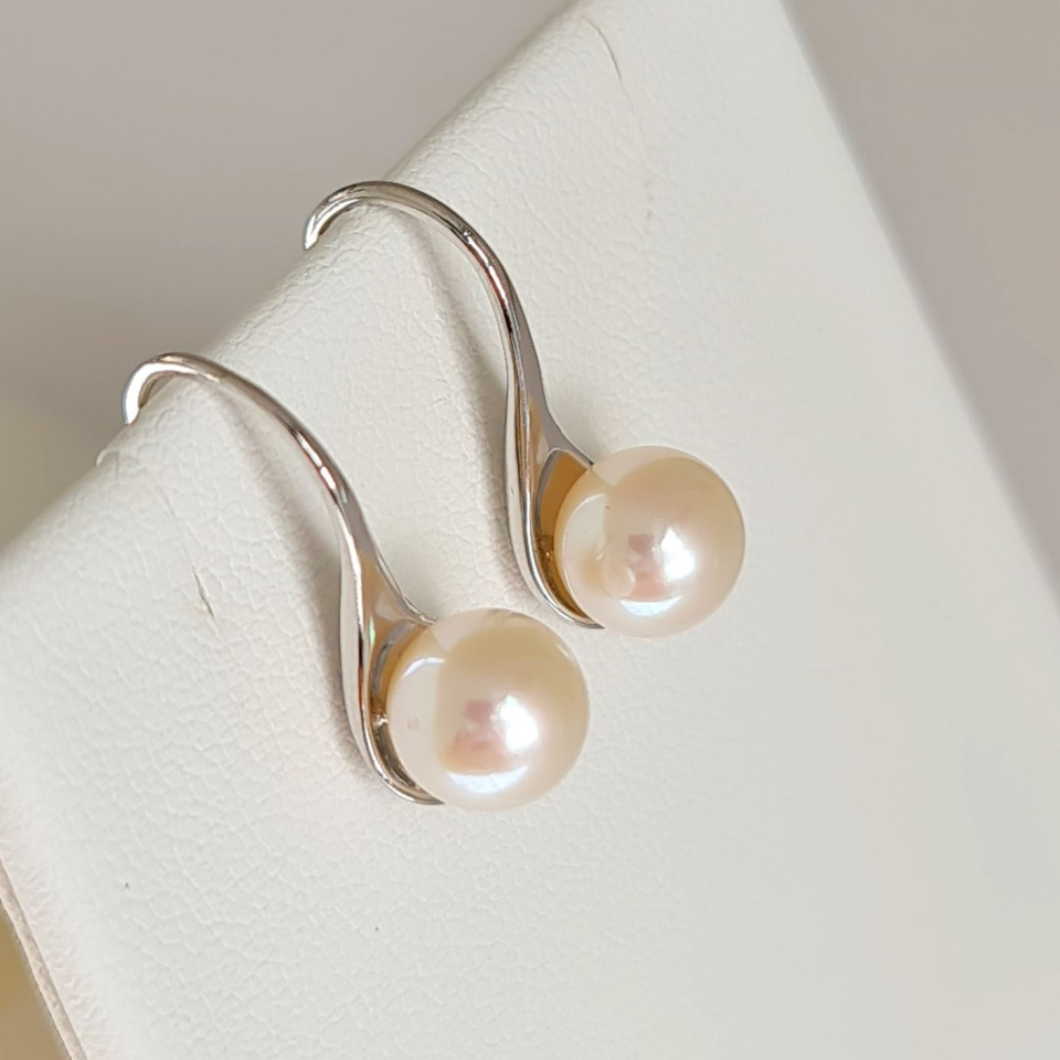 Pureté - Boucles d'Oreilles Argent rhodié et Perles blanches