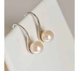 Pureté - Boucles d'Oreilles Argent rhodié et Perles blanches