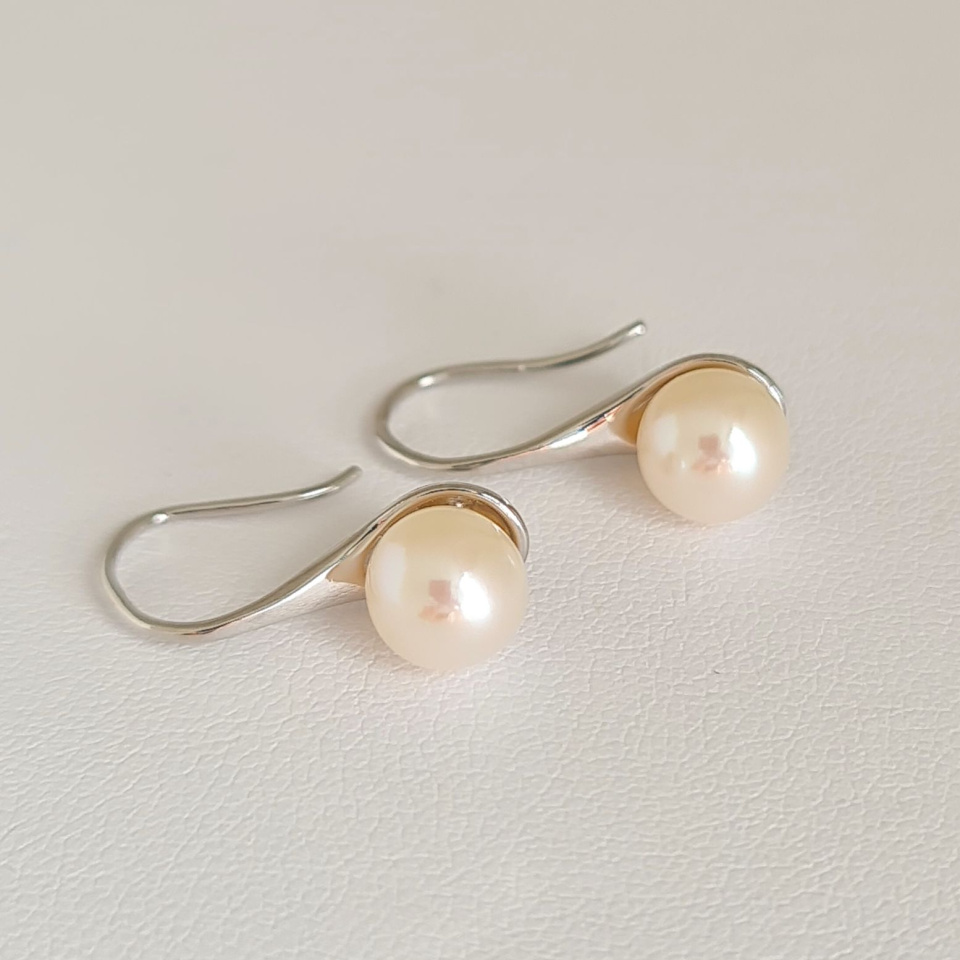 Pureté - Boucles d'Oreilles Argent rhodié et Perles blanches