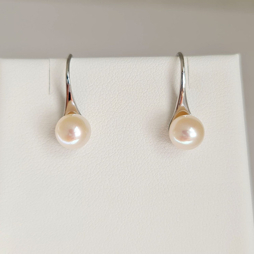 Pureté - Boucles d'Oreilles Argent rhodié et Perles blanches