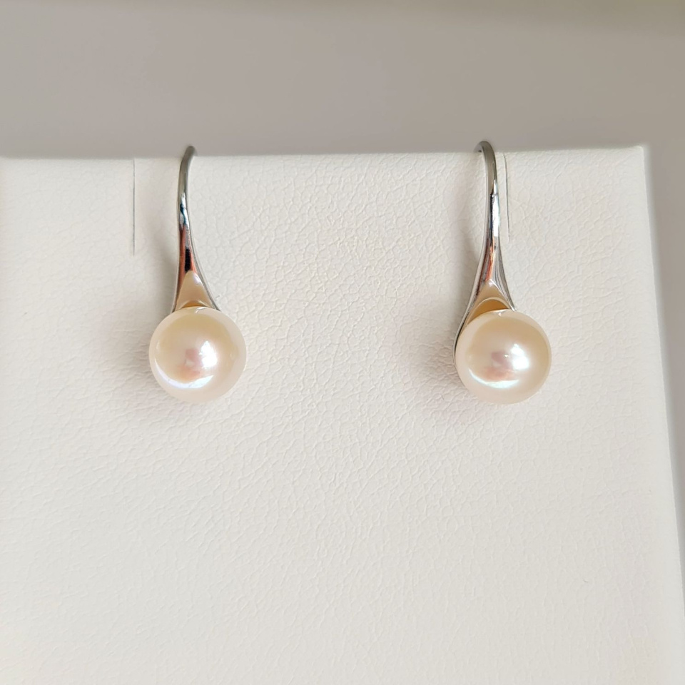 Pureté - Boucles d'Oreilles Argent rhodié et Perles blanches