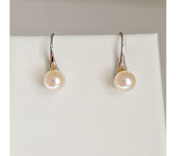 Pureté - Boucles d'Oreilles Argent rhodié et Perles blanches