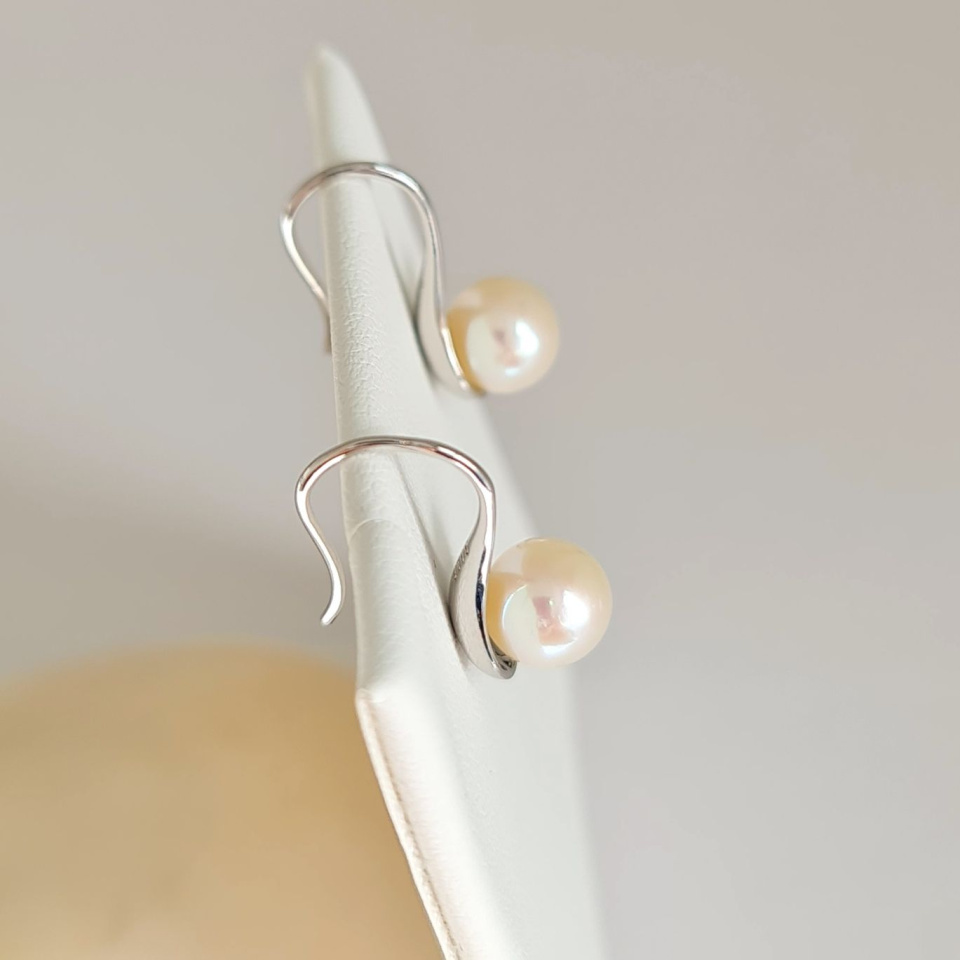 Pureté - Boucles d'Oreilles Argent rhodié et Perles blanches