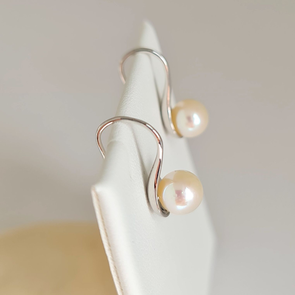 Pureté - Boucles d'Oreilles Argent rhodié et Perles blanches