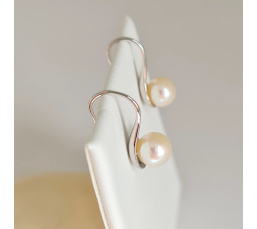 Pureté - Boucles d'Oreilles Argent rhodié et Perles blanches