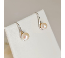 Pureté - Boucles d'Oreilles Argent rhodié et Perles blanches