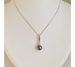 Arutua - Pendentif en Or Blanc et Perle de Tahiti d'exception