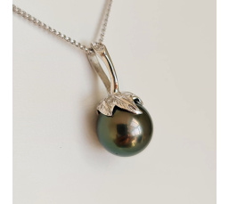 Larme des Dieux - Pendentif en Or Blanc et Perle de Tahiti d'Exception