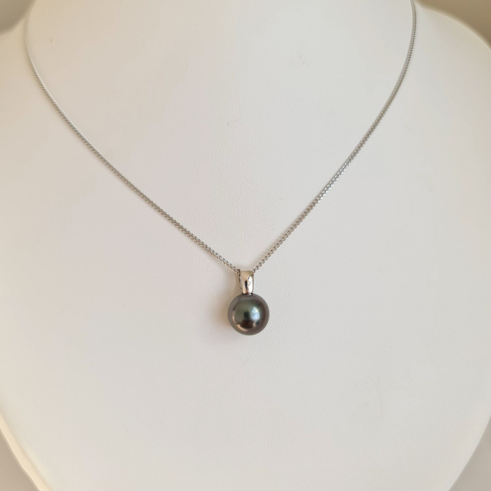 Belle de Nuit  - Pendentif Or Blanc 18 carats et Perle de Tahiti d'Exception