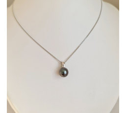 Belle de Nuit  - Pendentif Or Blanc 18 carats et Perle de Tahiti d'Exception