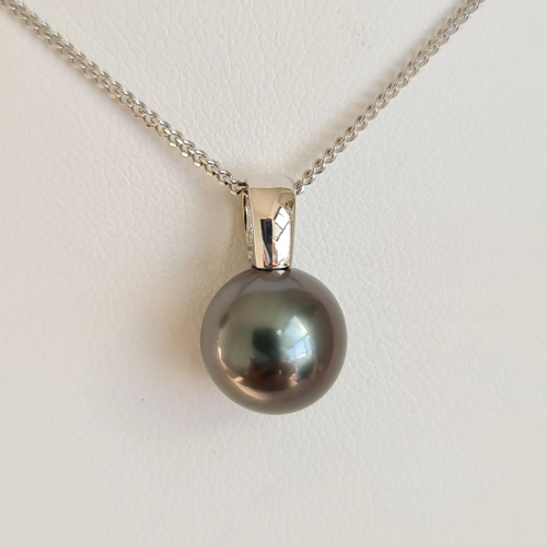 Belle de Nuit  - Pendentif Or Blanc 18 carats et Perle de Tahiti d'Exception