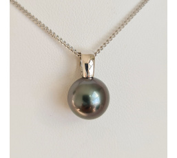 Belle de Nuit  - Pendentif Or Blanc 18 carats et Perle de Tahiti d'Exception