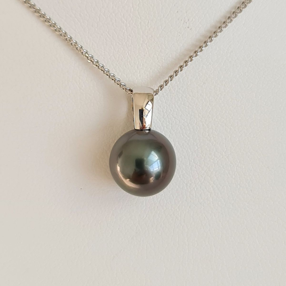 Belle de Nuit  - Pendentif Or Blanc 18 carats et Perle de Tahiti d'Exception