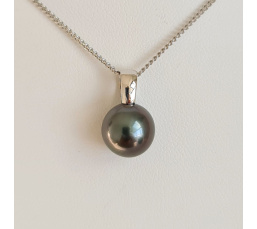 Belle de Nuit  - Pendentif Or Blanc 18 carats et Perle de Tahiti d'Exception