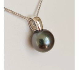 Belle de Nuit  - Pendentif Or Blanc 18 carats et Perle de Tahiti d'Exception