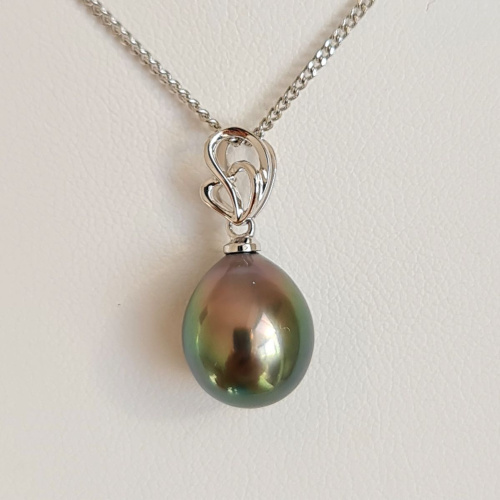 My LÔve- Pendentif Or blanc 18 carats et Perle de Tahiti d'exception