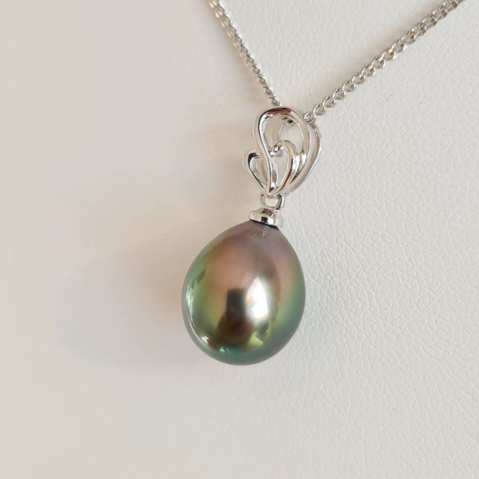 My LÔve- Pendentif Or blanc 18 carats et Perle de Tahiti d'exception