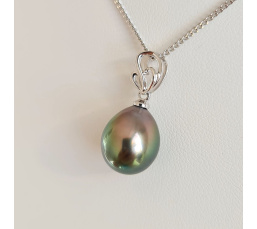 My LÔve- Pendentif Or blanc 18 carats et Perle de Tahiti d'exception