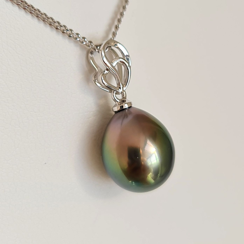 My LÔve- Pendentif Or blanc 18 carats et Perle de Tahiti d'exception