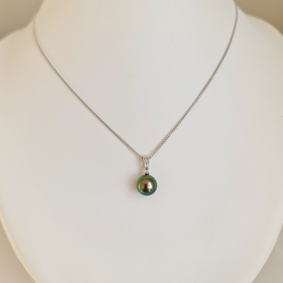 Moana - Pendentif Or Blanc et Perle de Tahiti d'exception