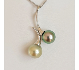 Toi&Moi Nuku Hiva - Pendentif en Or Blanc et Perles de Tahiti d'Exception