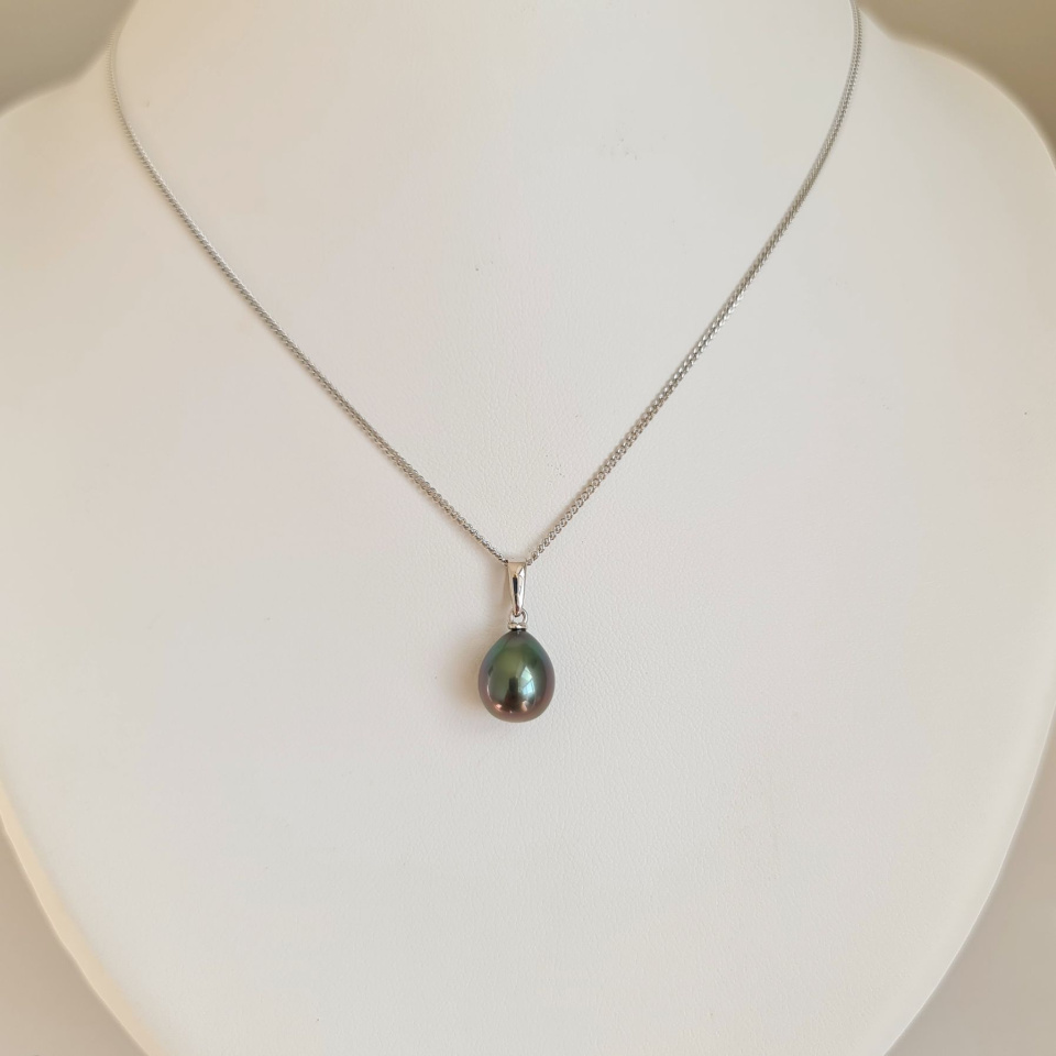 Belle de Jour  - Pendentif Or Blanc 18 carats et Perle de Tahiti d'exception