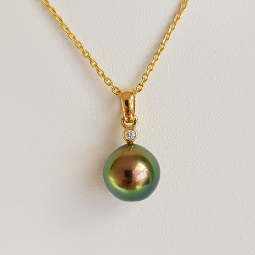 Goutte Sublime - Pendentif Or Jaune, Diamant et Perle de Tahiti D'exception