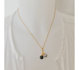 Toi&Moi Tahaa - Pendentif en Or Jaune et Perles de Tahiti d'Exception