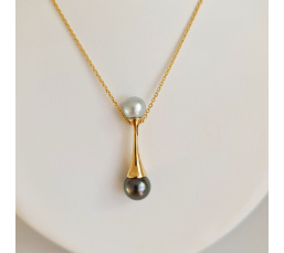 Toi&Moi Kaukura - Pendentif en Or Jaune et Perles de Tahiti d'Exception
