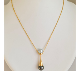 Toi&Moi Kaukura - Pendentif en Or Jaune et Perles de Tahiti d'Exception