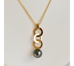 Les Trois Anneaux - Pendentif Or et Perle de Tahiti d'Exception