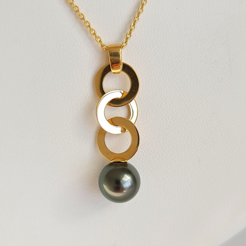 Les Trois Anneaux - Pendentif Or et Perle de Tahiti d'Exception