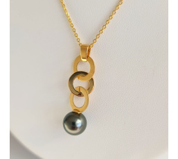 Les Trois Anneaux - Pendentif Or et Perle de Tahiti d'Exception