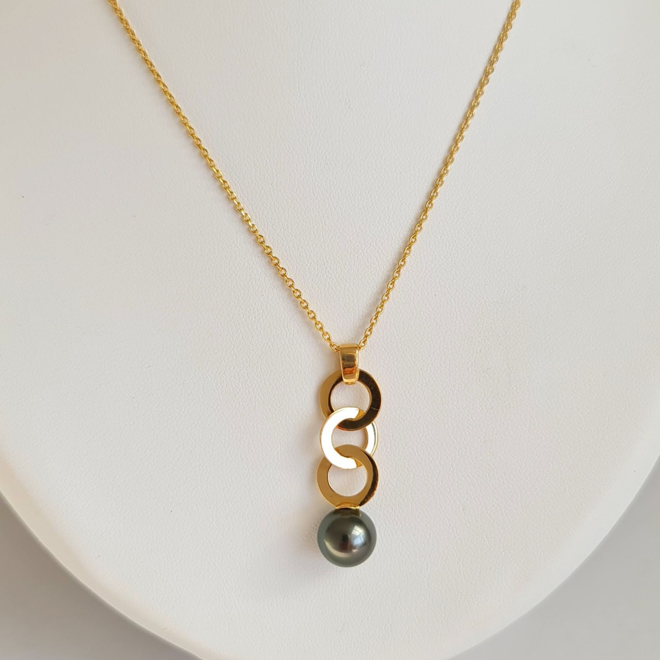 Les Trois Anneaux - Pendentif Or et Perle de Tahiti d'Exception