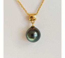 Chic et Sobre - Pendentif Or Jaune 18 carats et Perle de Tahiti d'Exception