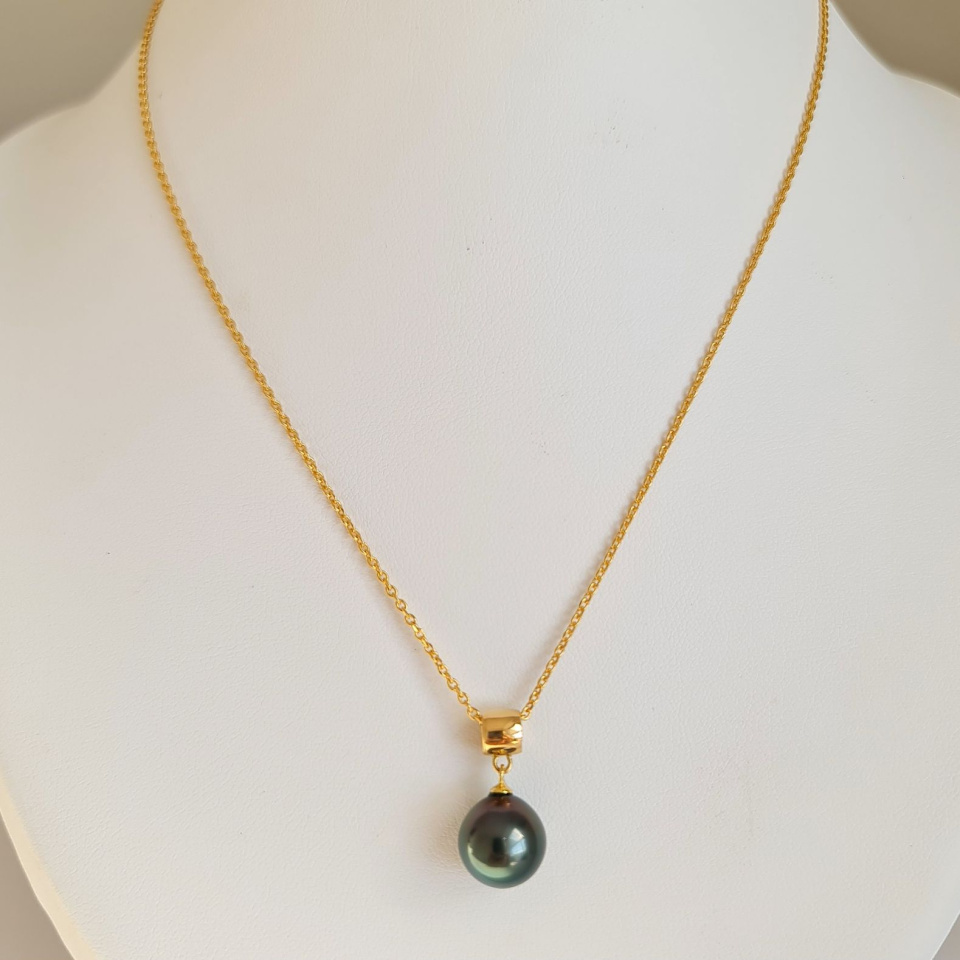 Chic et Sobre - Pendentif Or Jaune 18 carats et Perle de Tahiti d'Exception