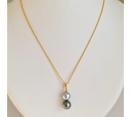 Toi & Moi Rikitea - Pendentif Or Jaune et Perles de Tahiti d'Exception