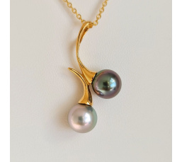 Toi&Moi Bora Bora - Pendentif en Or Jaune et Perles de Tahiti d'Exception