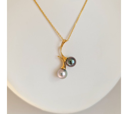 Toi&Moi Bora Bora - Pendentif en Or Jaune et Perles de Tahiti d'Exception