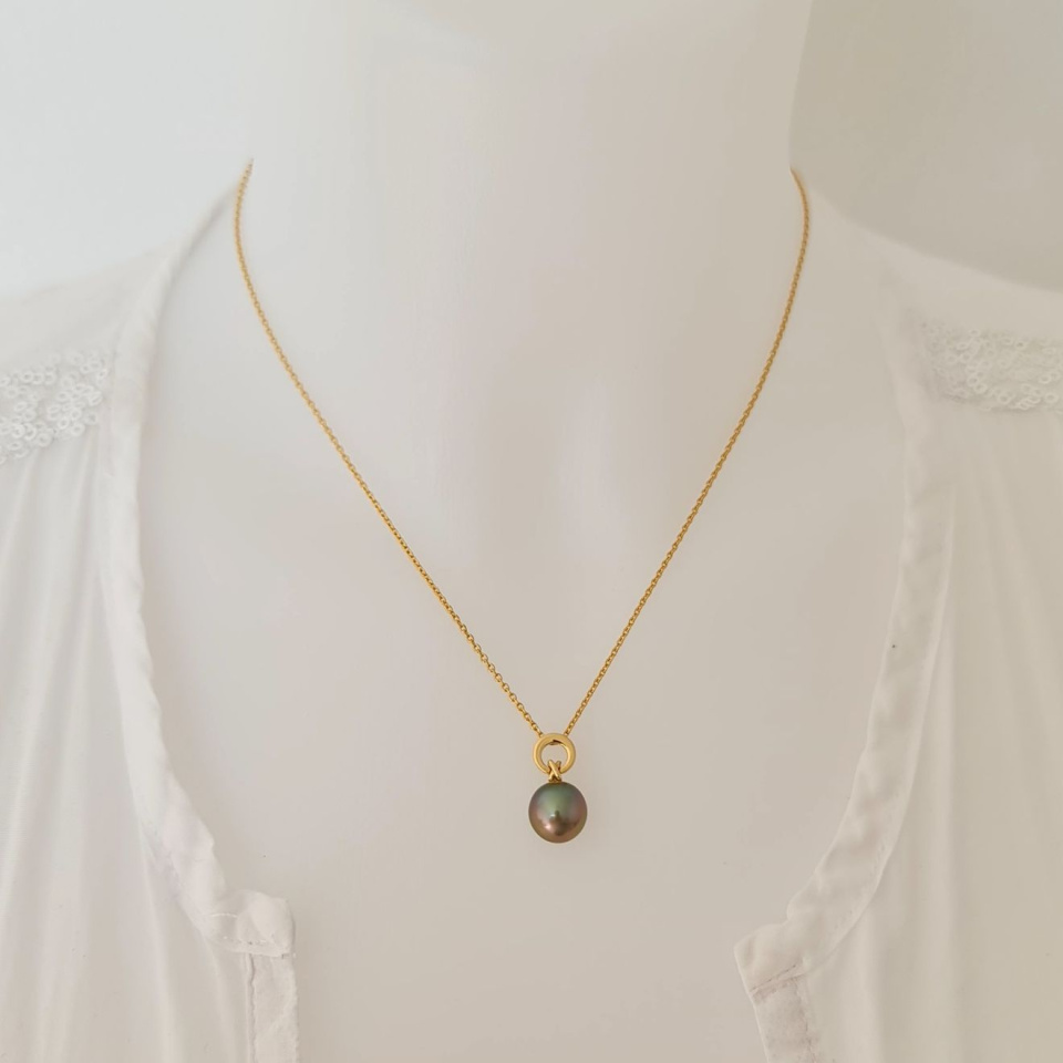 Poemana - Pendentif Or Jaune 18 carats et Perle de Tahiti d'Exception